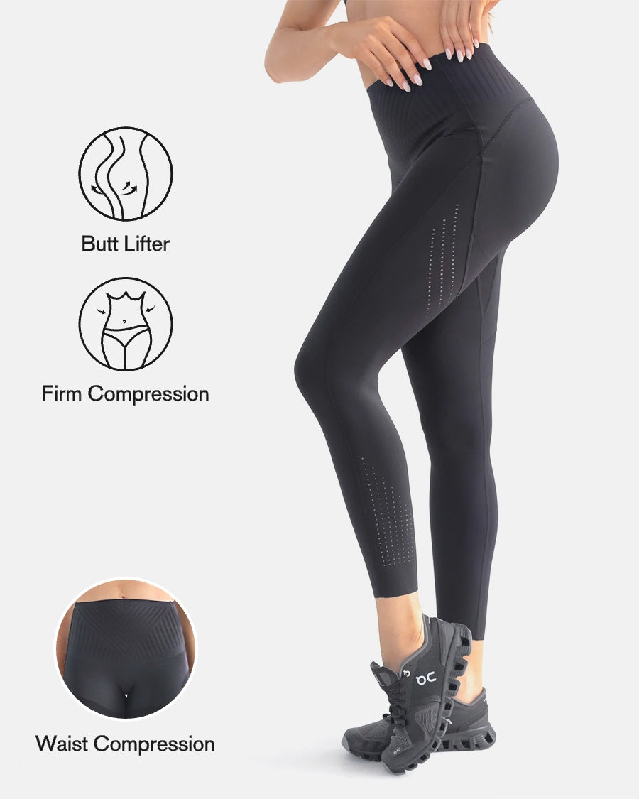 HourglassFit™ Support High Waist Leggings With Laser Compression – Heyviva